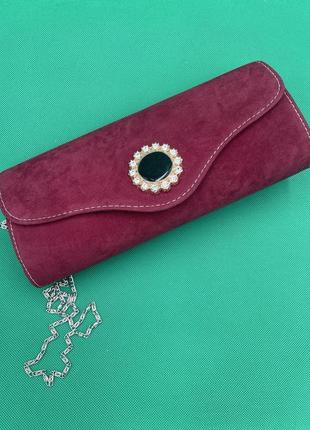 Клатч бордовий з брошкою