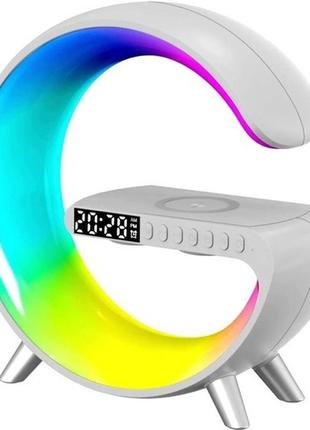 Настільна лампа, нічник g rgb 4-in-1 rainbow з бездротовою зарядкою, bluetooth колонкою та годинником