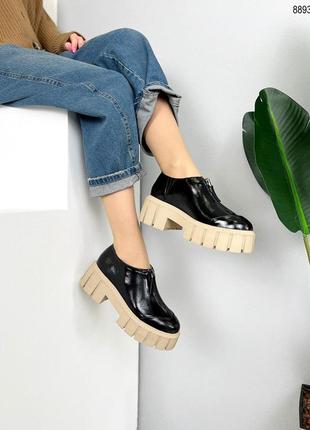 Женские натуральные туфли-броги на платформе4 фото