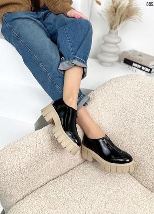 Женские натуральные туфли-броги на платформе5 фото