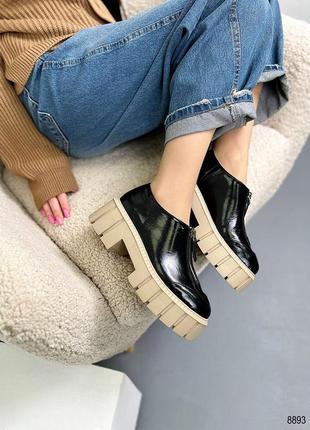 Женские натуральные туфли-броги на платформе6 фото
