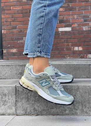 Женские кроссовки new balance 2002r замшевые зеленые нью беланс весенние осенние (b)7 фото