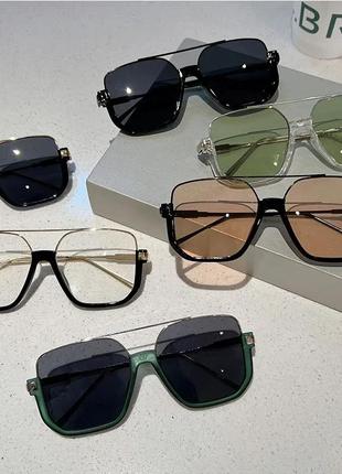Спортивные черно бежевые очки цвет трендовые женские мужские солнцезащитные стильные  y2k4 фото