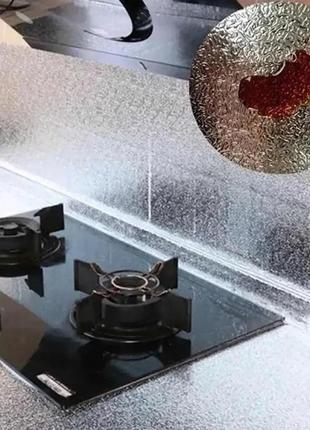 Кухонная маслостойкая фольга самоклеющаяся для кухни 60см*3м / алюминиевая пленка для кухонных поверхностей5 фото