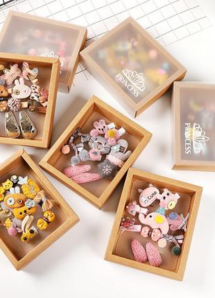 Набор детских заколок. желтый. слоник. 10 шт в подарочной коробочке.