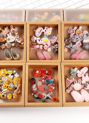 Набор детских заколок. желтый. слоник. 10 шт в подарочной коробочке.