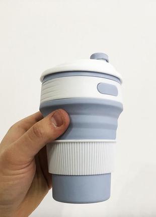 Кухоль туристичний (складний/силіконовий), складний термокухоль, складаний кухоль для кави. колір: блакитний8 фото