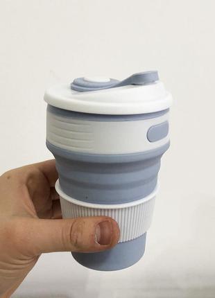 Кухоль туристичний (складний/силіконовий), складний термокухоль, складаний кухоль для кави. колір: блакитний2 фото
