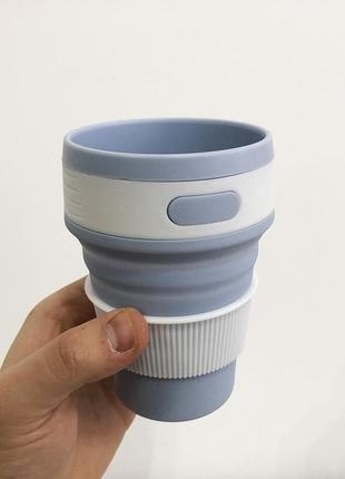 Кухоль туристичний (складний/силіконовий), складний термокухоль, складаний кухоль для кави. колір: блакитний7 фото