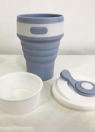 Кухоль туристичний (складний/силіконовий), складний термокухоль, складаний кухоль для кави. колір: блакитний5 фото
