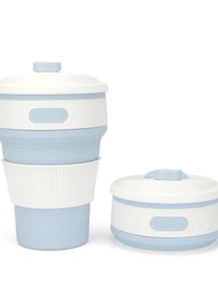 Кухоль туристичний (складний/силіконовий), складний термокухоль, складаний кухоль для кави. колір: блакитний9 фото