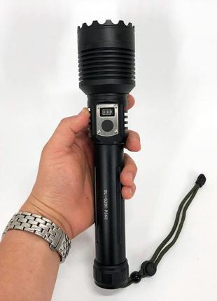 Фонарь аккумуляторный bailong bl-g201-p360, алюминиевый корпус, с функцией павербанка,...