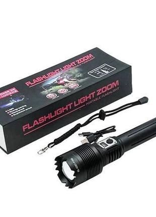 Фонарь аккумуляторный bailong bl-g201-p360, алюминиевый корпус, с функцией павербанка,...