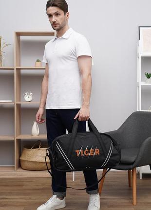 Спортивная чорная сумка дорожная сумка tiger-2 сумка унисекс городская сумка прочная сумка текстильная3 фото