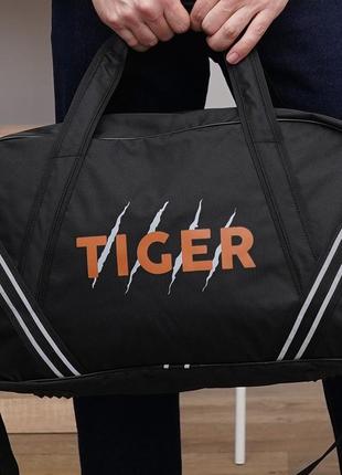 Спортивная чорная сумка дорожная сумка tiger-2 сумка унисекс городская сумка прочная сумка текстильная2 фото
