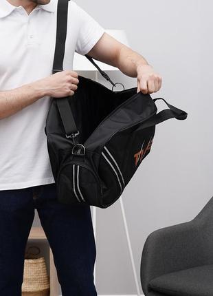 Спортивная чорная сумка дорожная сумка tiger-2 сумка унисекс городская сумка прочная сумка текстильная5 фото