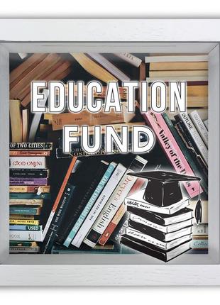 Дерев'яна копілка (скарбничка) 20*20 см "education fund" скринька-коробка на гроші1 фото