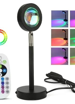 Sunset lamp rgb 16 кольорів — проєкційний світильник заходу, світанку з пультом