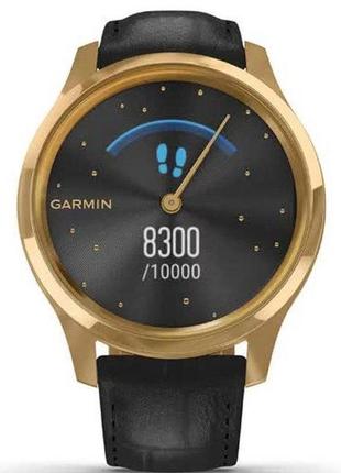 Garmin vivomove luxe, pure gold-black, leather4 фото