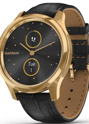 Garmin vivomove luxe, pure gold-black, leather1 фото