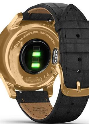 Garmin vivomove luxe, pure gold-black, leather6 фото