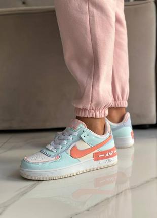 Жіночі кросівки у стилі nike air force 1 shadow turquoise orange9 фото