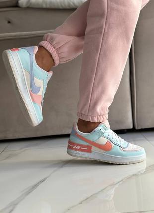 Жіночі кросівки у стилі nike air force 1 shadow turquoise orange5 фото