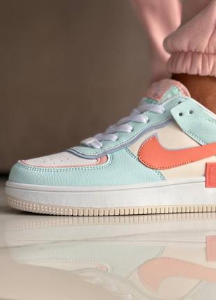 Жіночі кросівки у стилі nike air force 1 shadow turquoise orange3 фото