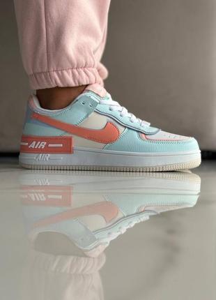 Жіночі кросівки у стилі nike air force 1 shadow turquoise orange6 фото