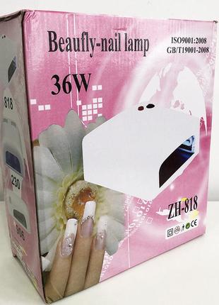 Лампа для маникюра с таймером zh-818, лампа для ногтей с долгим сроком службы. цвет: розовый