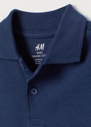 Фирменное поло темно-синего цвета h&m футболка 4-6 лет2 фото