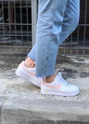 Nike air force 1 sage low white\pink 🆕 женские кроссовки найк еир форс 🆕 белый/розовый