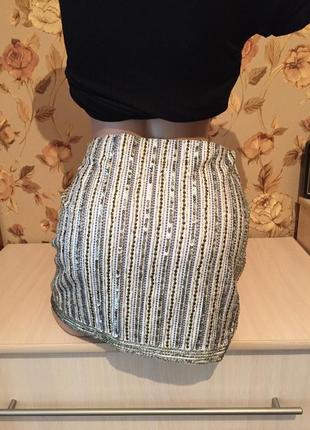 Шикарная секси короткая юбка мини с вышивкой бисером2 фото
