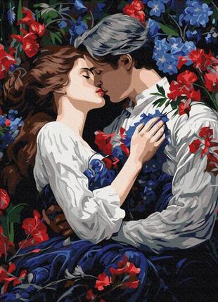 Картина за номерами "поцілунок у квітучому саду" bs53897, 40х50 см