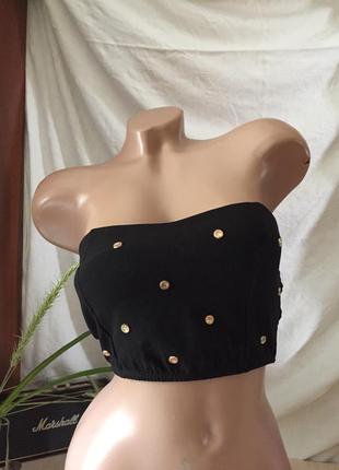 Секси чёрный  топ майка с открытыми плечами без бретелей