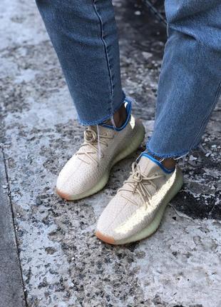 Adidas yeezy boost 350 v2 linen reflective 🆕 женские кроссовки адидас изи 🆕 желтый/синий2 фото