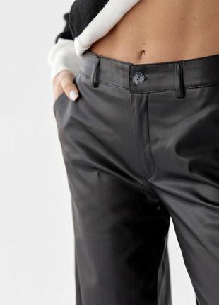 Супер стильные брюки из качественной турецкой эко кожи, широкие брюки из экокожи, матовые брюки из экокожи2 фото