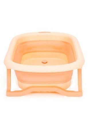 Детская ванночка для купания розовая складная со сливом ecotoys ha-b37 pink7 фото