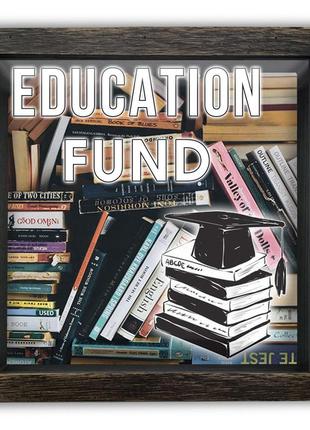 Дерев'яна копілка (скарбничка) 20*20 см "education fund" скринька-коробка на гроші