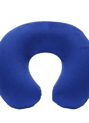 Надувна u-подібна дорожня подушка для подорожей колір синій електрик
