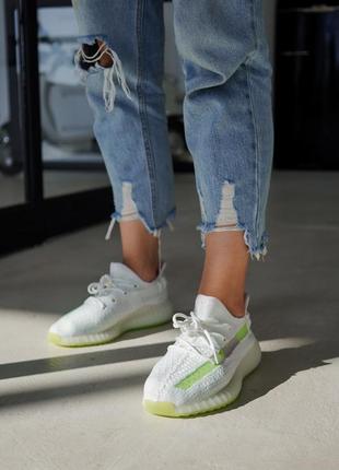 Adidas yeezy boost 350 white/green🆕 женские кроссовки адидас изи🆕 белый/зеленый