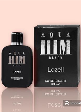 Lazell aqua him black туалетная вода 100 мл водяная фужерная морская свежая мужская (духи парфюм для мужчин)