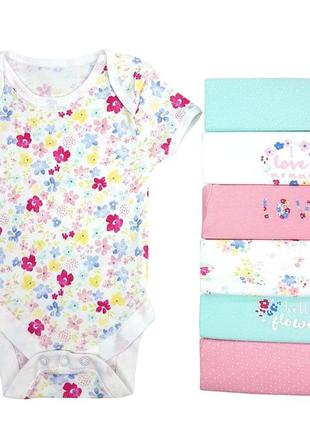 Комплект хлопковых боди на девочку 0 - 1 месяц, 4.5 кг, primark