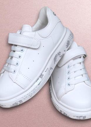 Білі кросівки, кеди модні демі для дівчинки5 фото