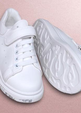 Білі кросівки, кеди модні демі для дівчинки8 фото