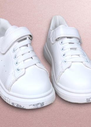 Білі кросівки, кеди модні демі для дівчинки7 фото