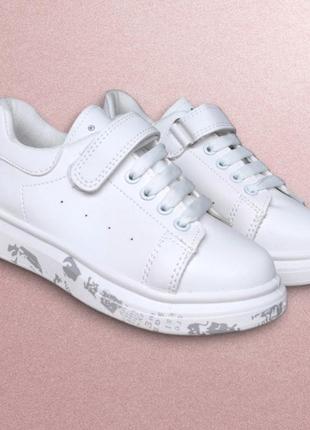 Білі кросівки, кеди модні демі для дівчинки6 фото
