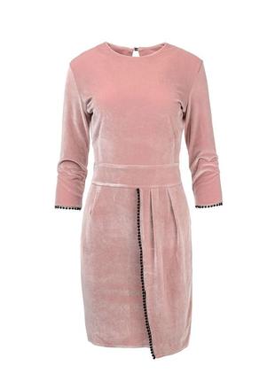 Оксамитова сукня рожева з мереживом1 фото
