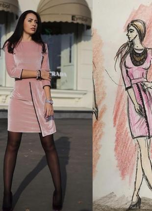 Оксамитова сукня рожева з мереживом4 фото
