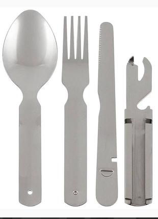Столовий набір mfh bundeswehr cutlery set сріблястий., краща якість, оригінал ua